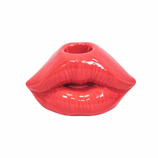 Kaarsenhouder Lip Keramiek Rood 10,5x6,5x5,5cm