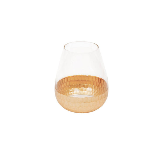 Vaas Sparkle Glas Helder/Goud 12,5x12,5x20,5cm