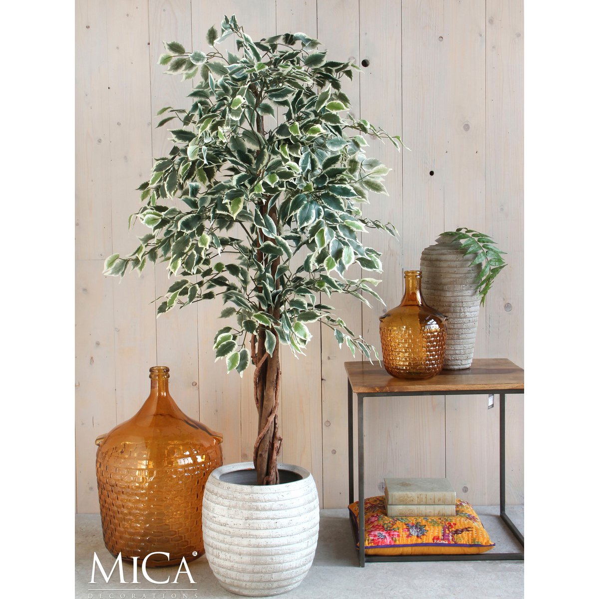 Ficus Kunstplant H110 x Ø70 cm Groen Bont