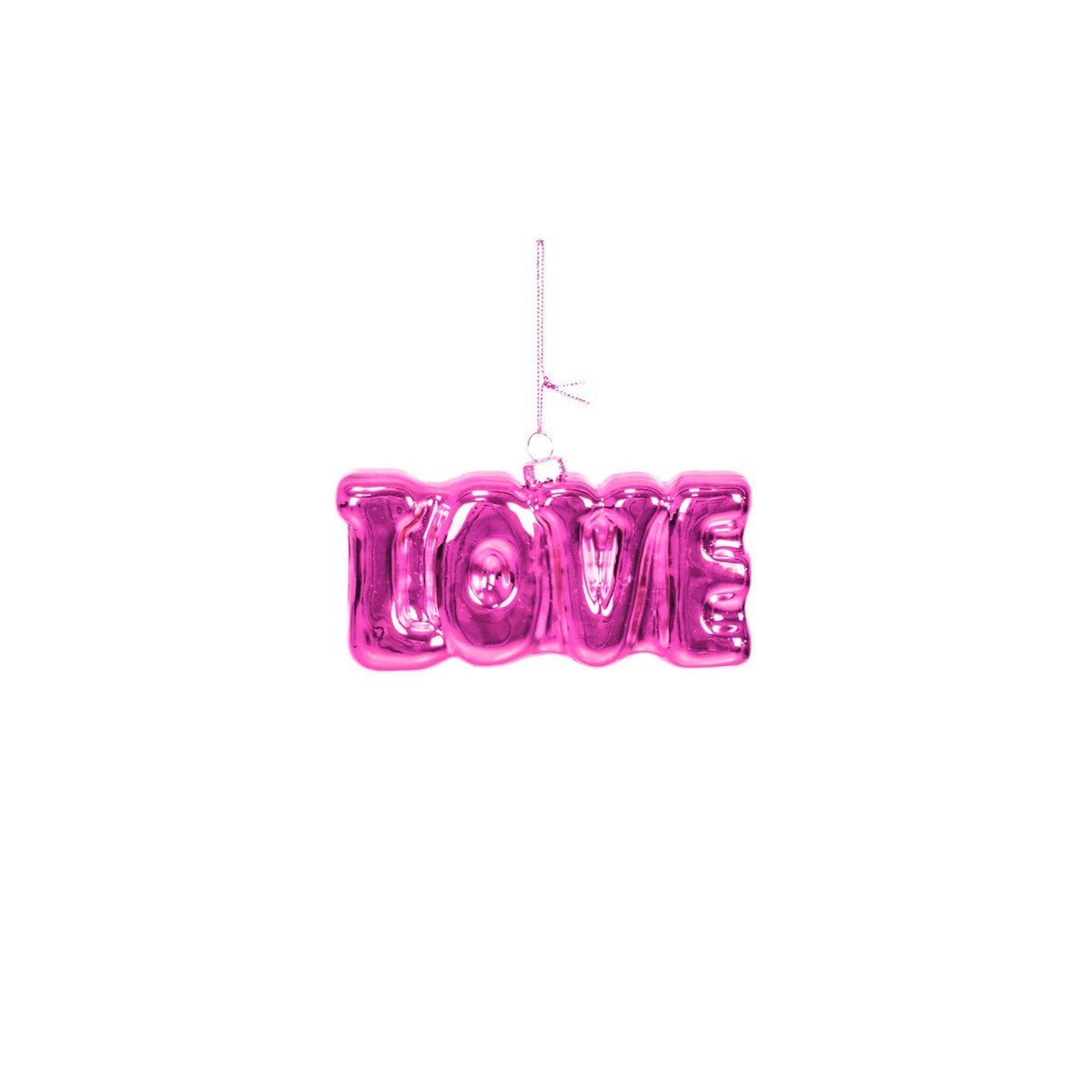 Ornament Kersthanger Love - Roze - Glas - 4,5x3,5x7,5cm