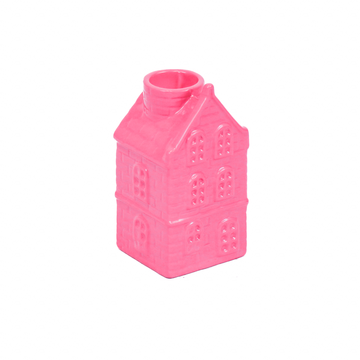 Kaarsenhouder Huis Keramiek Neon Roze 6x5,5x11cm