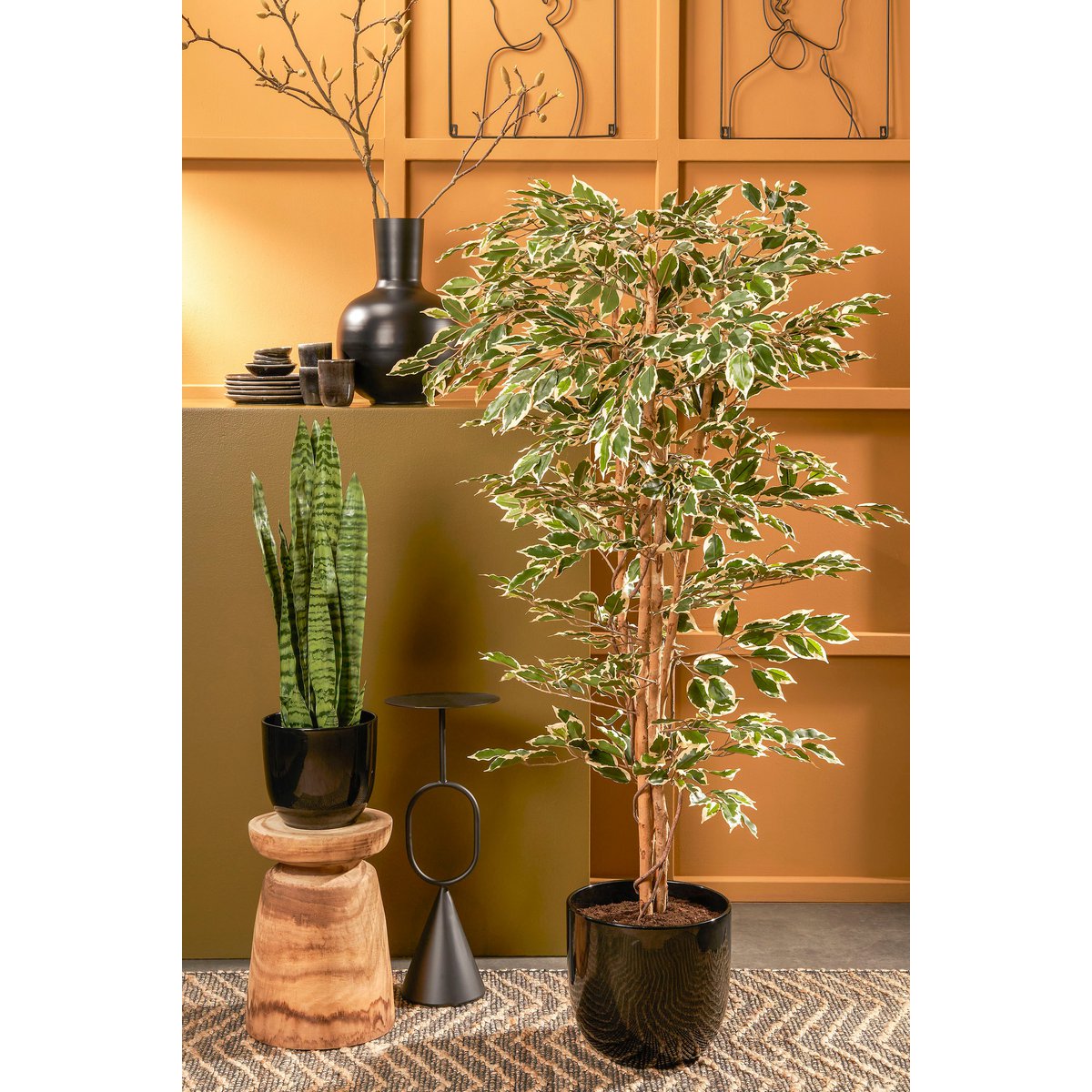 Ficus Kunstplant H180 x Ø90 cm Groen Bont