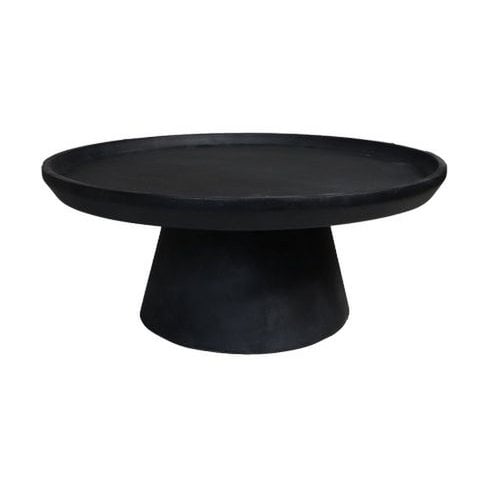 Koffietafel Drum 75x75x32 Mat Zwart Mangohout