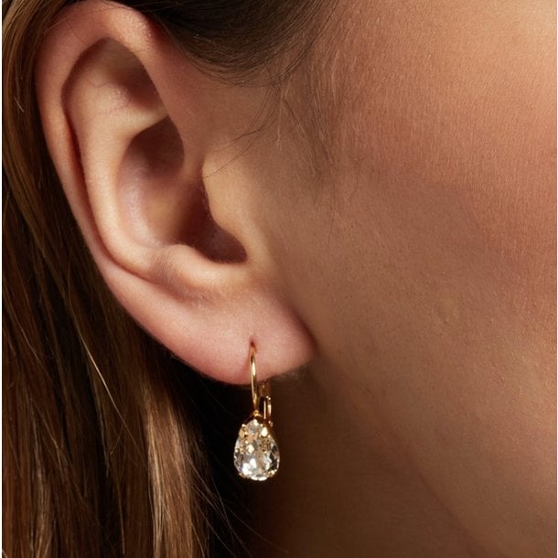 Small Lacrima Crystal Earhangers - Gold