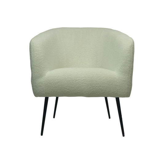 Fauteuil 77x68x83 Wit/Zwart Teddy/Bouclé/Metaal