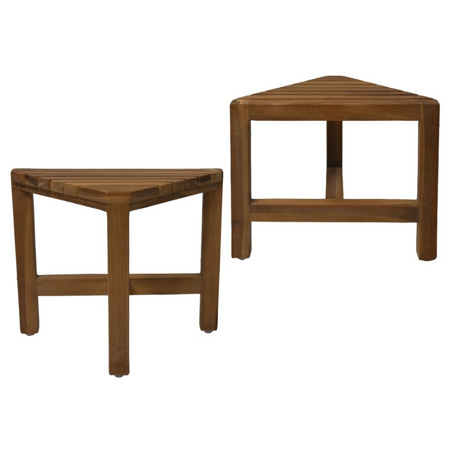 Decoratieve hoekkruk 38x20x32 Natuurlijk Teak Set van 2