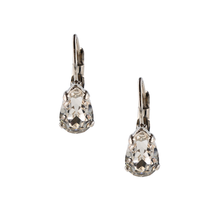 Small Lacrima Crystal Oorhangers - Rhodium