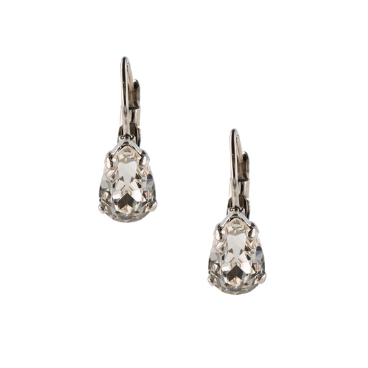 Small Lacrima Crystal Oorhangers - Rhodium