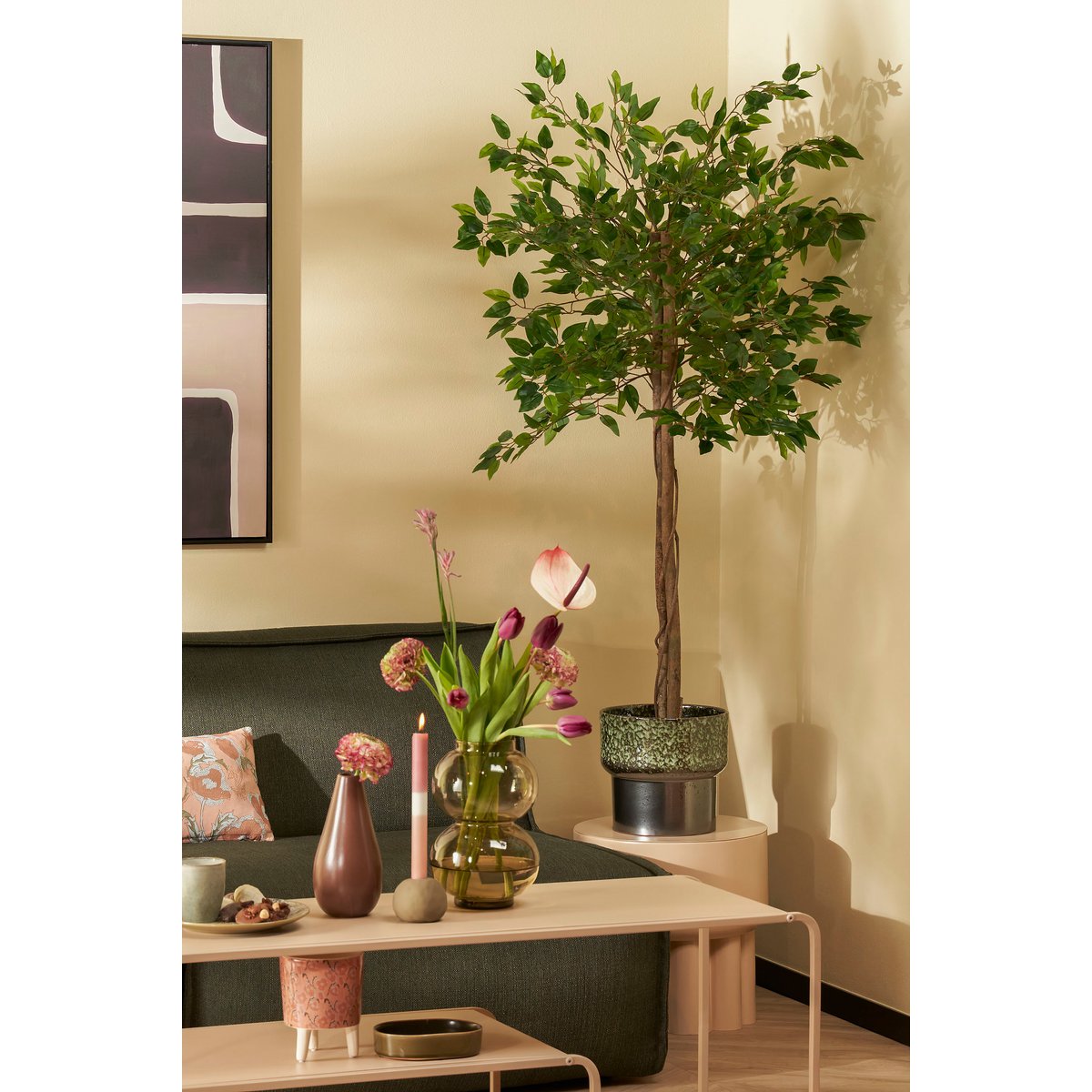 Ficus Kunstplant in Bloempot H150 x Ø50 cm Groen 