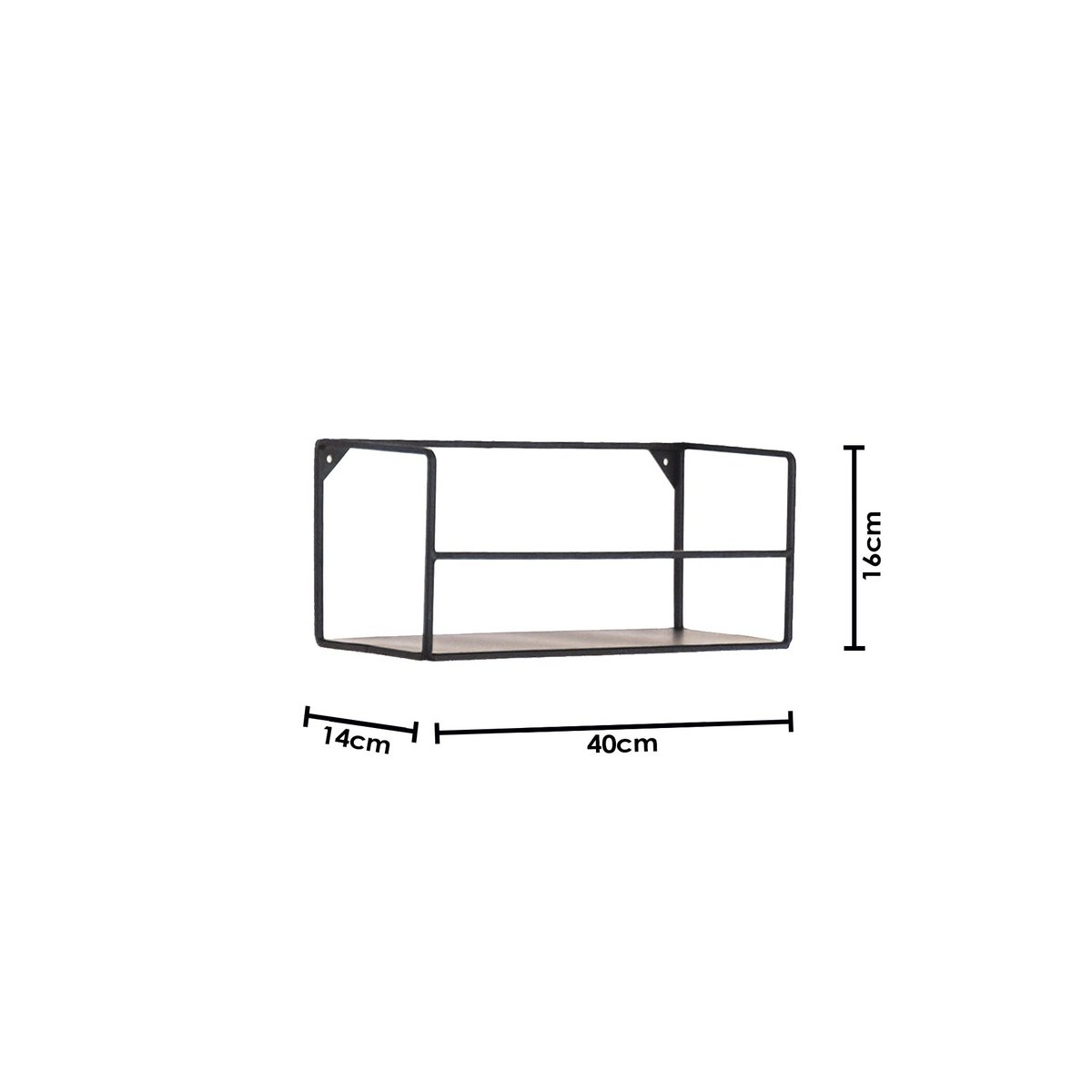 Wandplanken Zwart Metaal 40x14x16/80x14x16cm Set 2