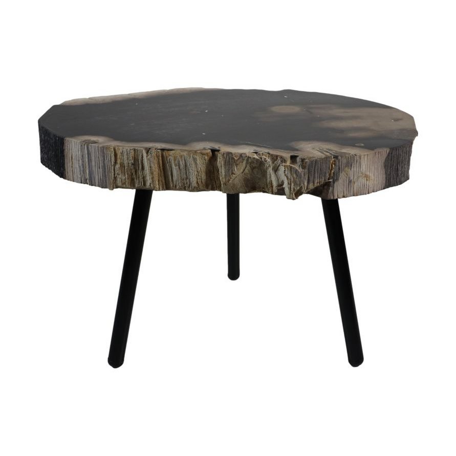 Koffietafel Rond ø41-43x30 Naturel/Zwart metaal