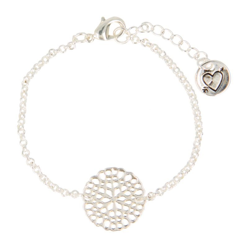 Bloemen Disc Armband Zilver