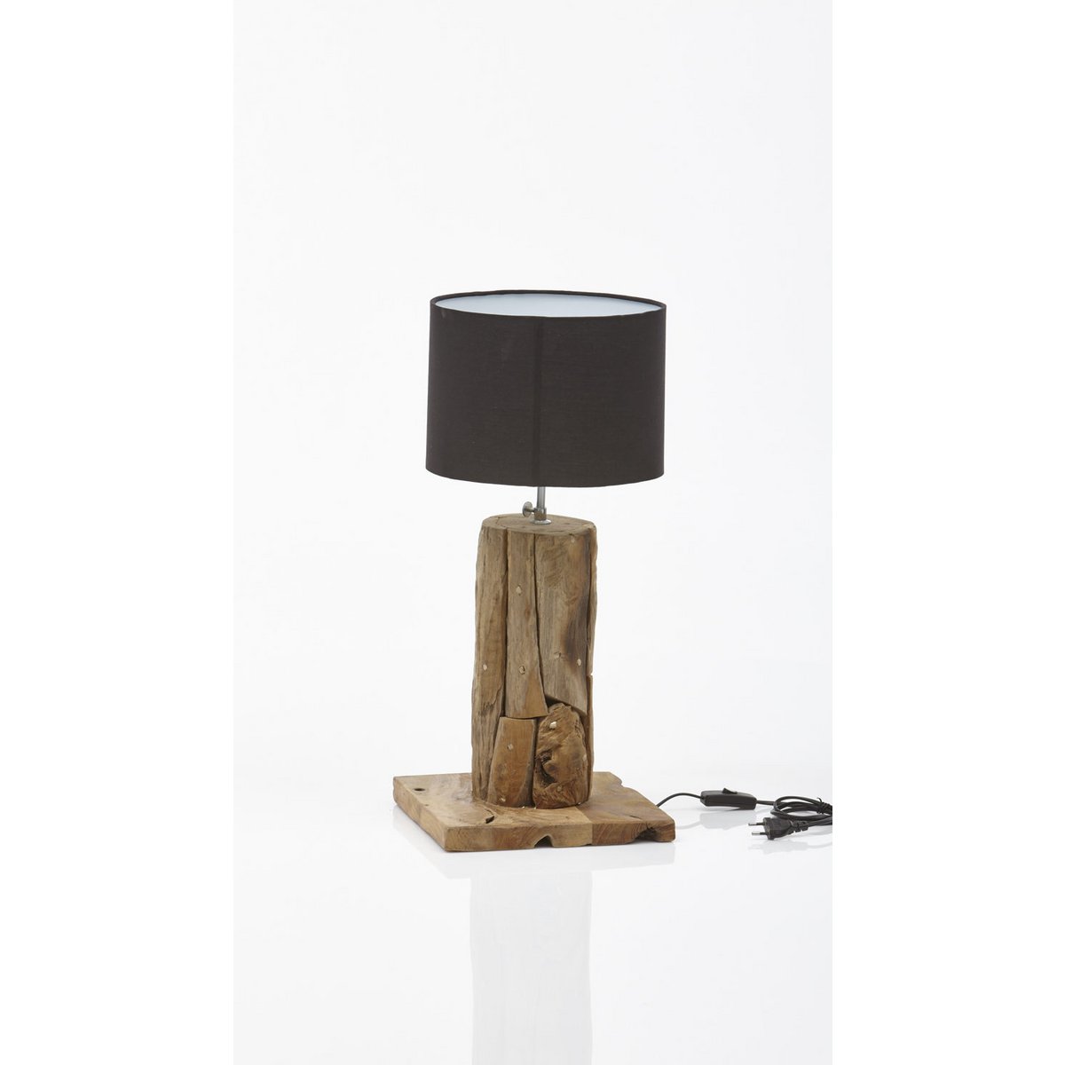 Ronde tafellamp Nature (excl. kap) teak