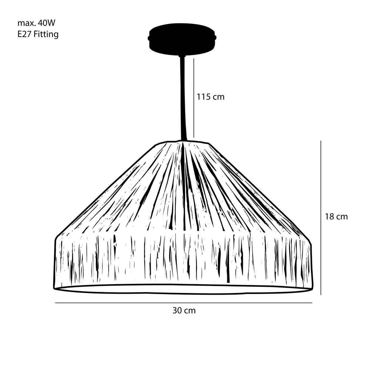 Elisa Hanglamp H18 x Ø30 cm Raffia Lichtbruin