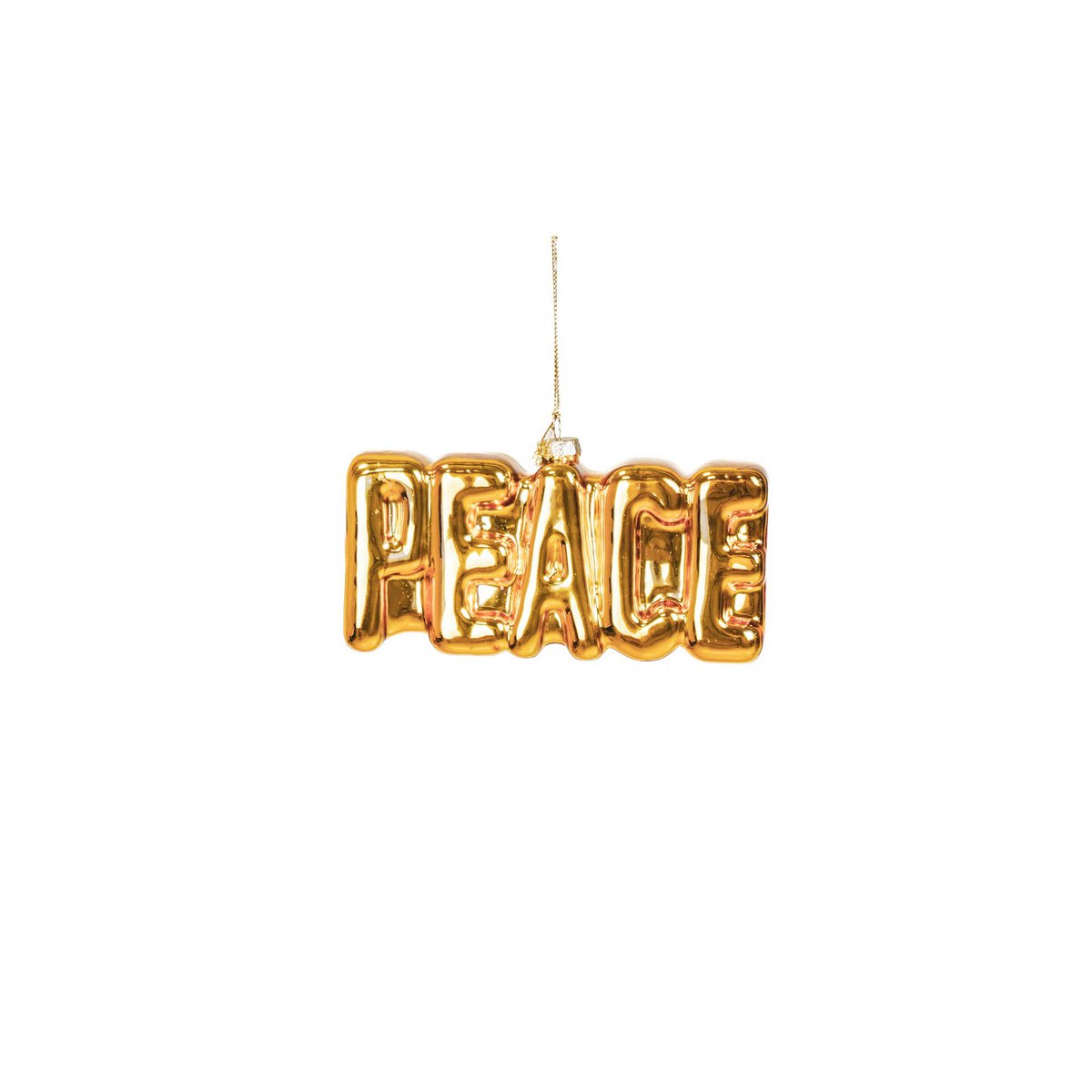 Ornament Kersthanger PEACE Goud Glas 14,5x3,5x7,5cm