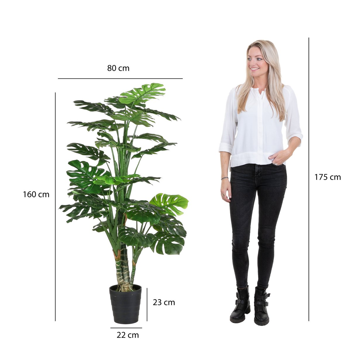 Monstera Kunstplant H160 x Ø80 cm Groen