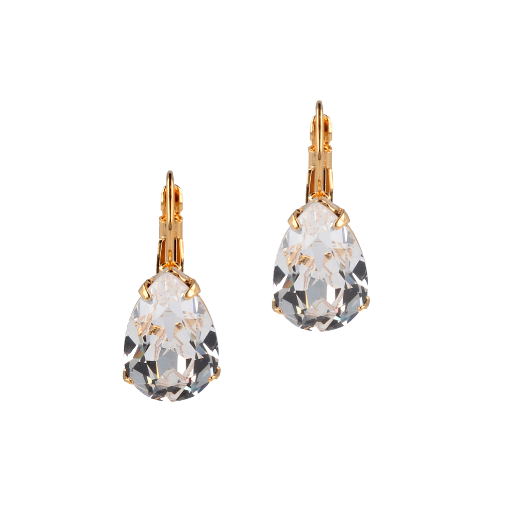 Small Lacrima Crystal Earhangers - Gold