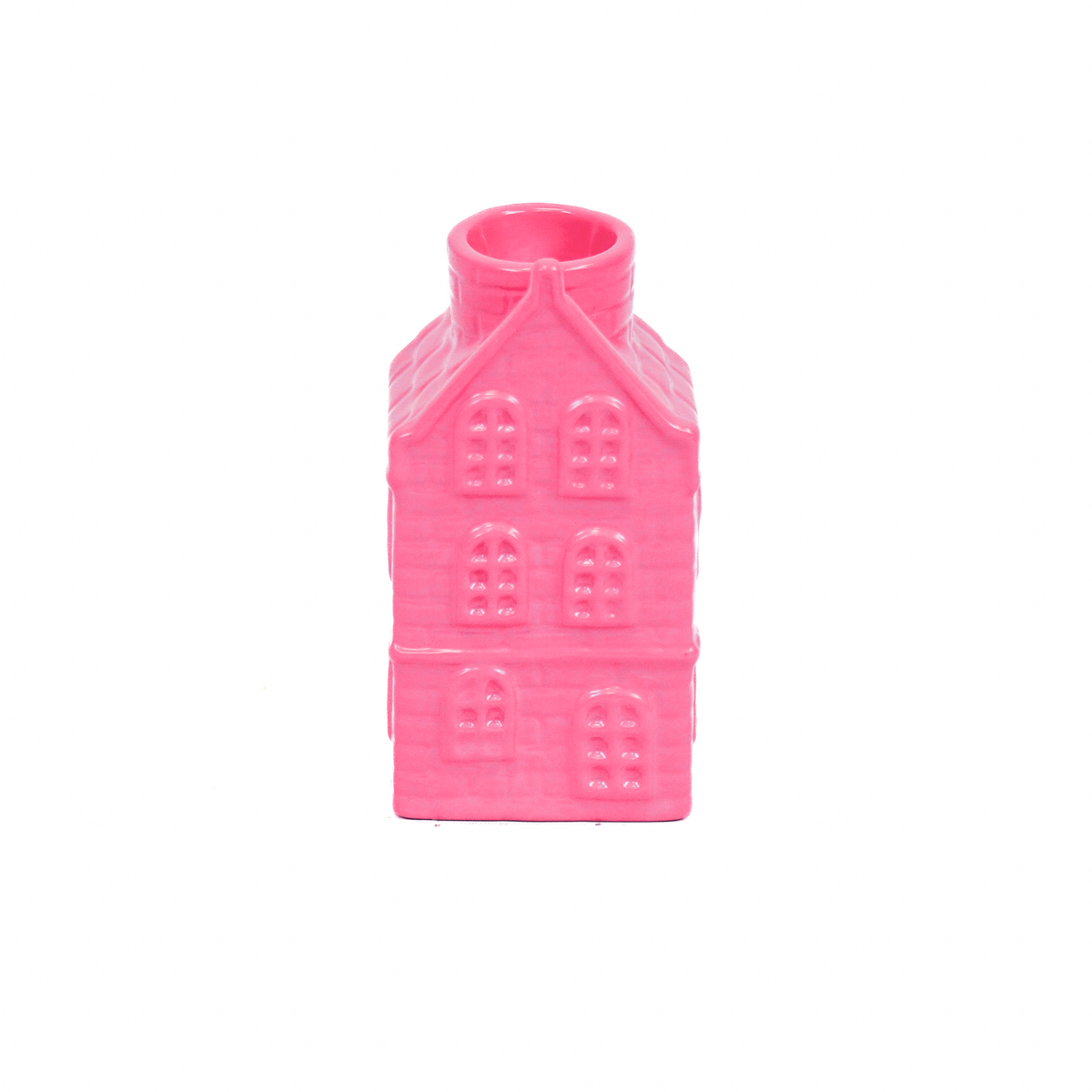 Kaarsenhouder Huis Keramiek Neon Roze 6x5,5x11cm