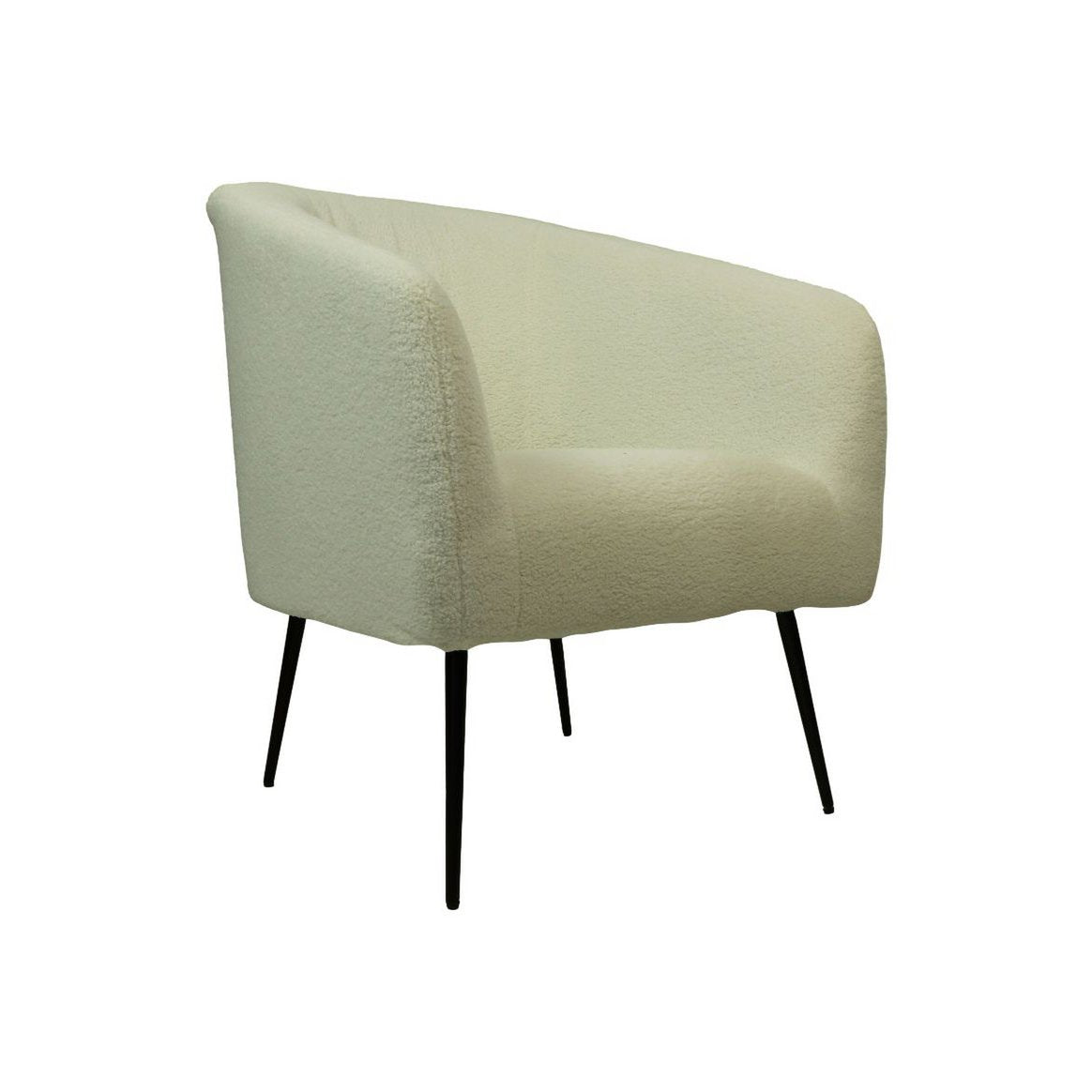 Fauteuil 77x68x83 Wit/Zwart Teddy/Bouclé/Metaal