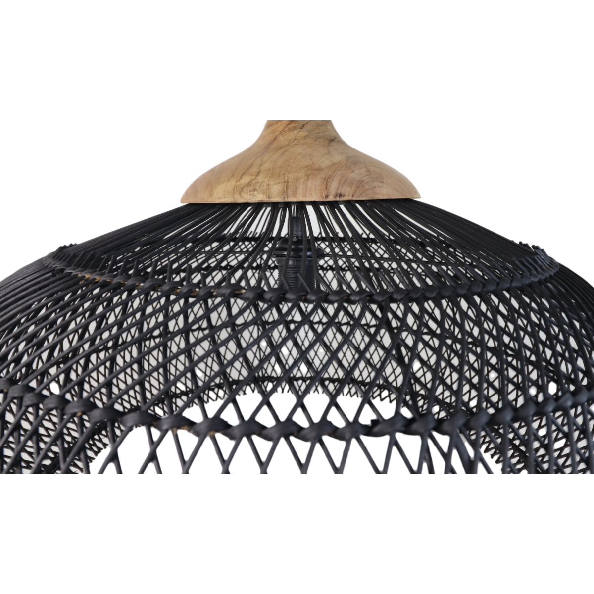 Hanglamp Rotan 65x65x40 Zwart/Natuurlijk Rotan/teak