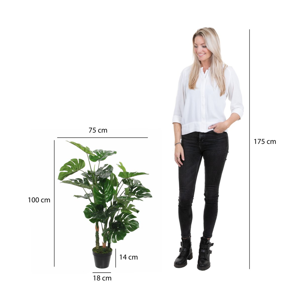 Monstera Kunstplant H100 x Ø75 cm Groen