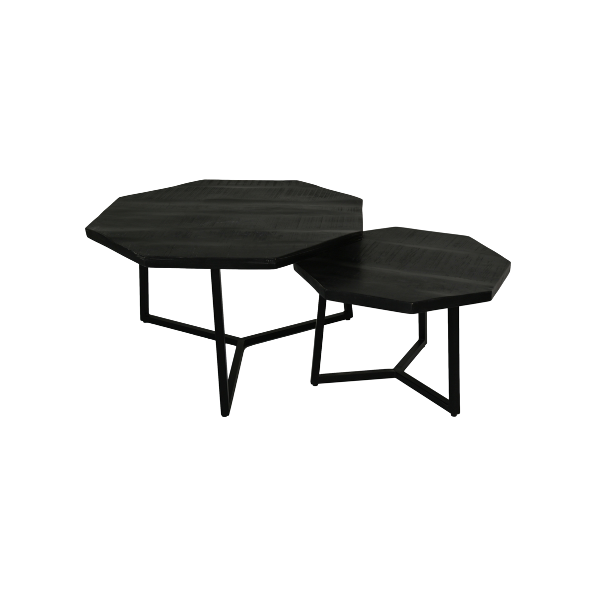 Salontafel Urban 72x72x41 Mangohout/ijzer Zwart Set van 2