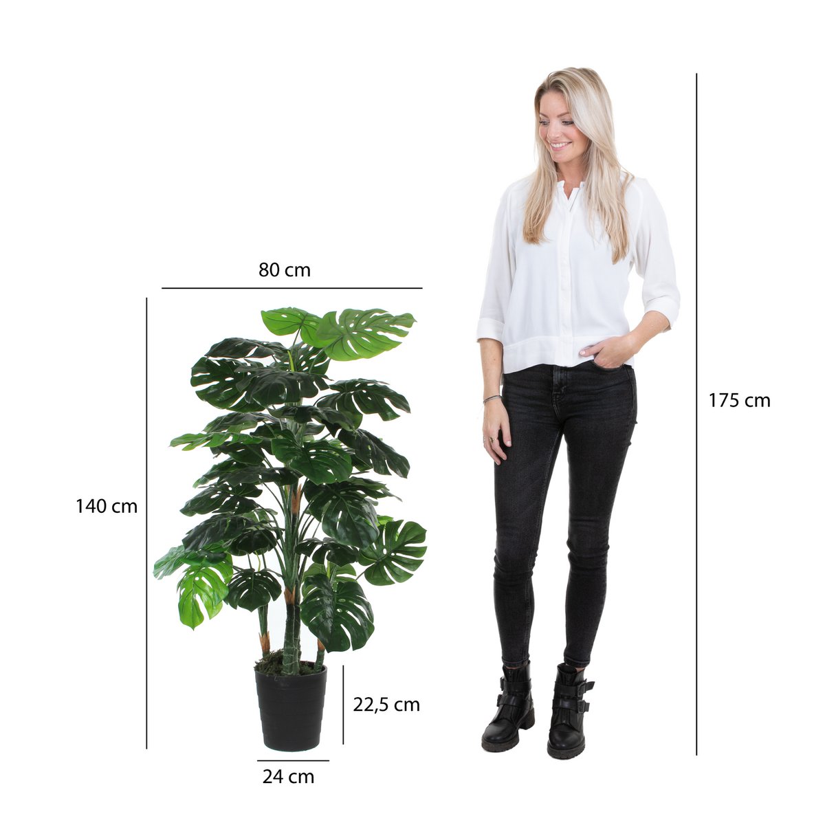 Monstera Kunstplant H140 x Ø80 cm Groen