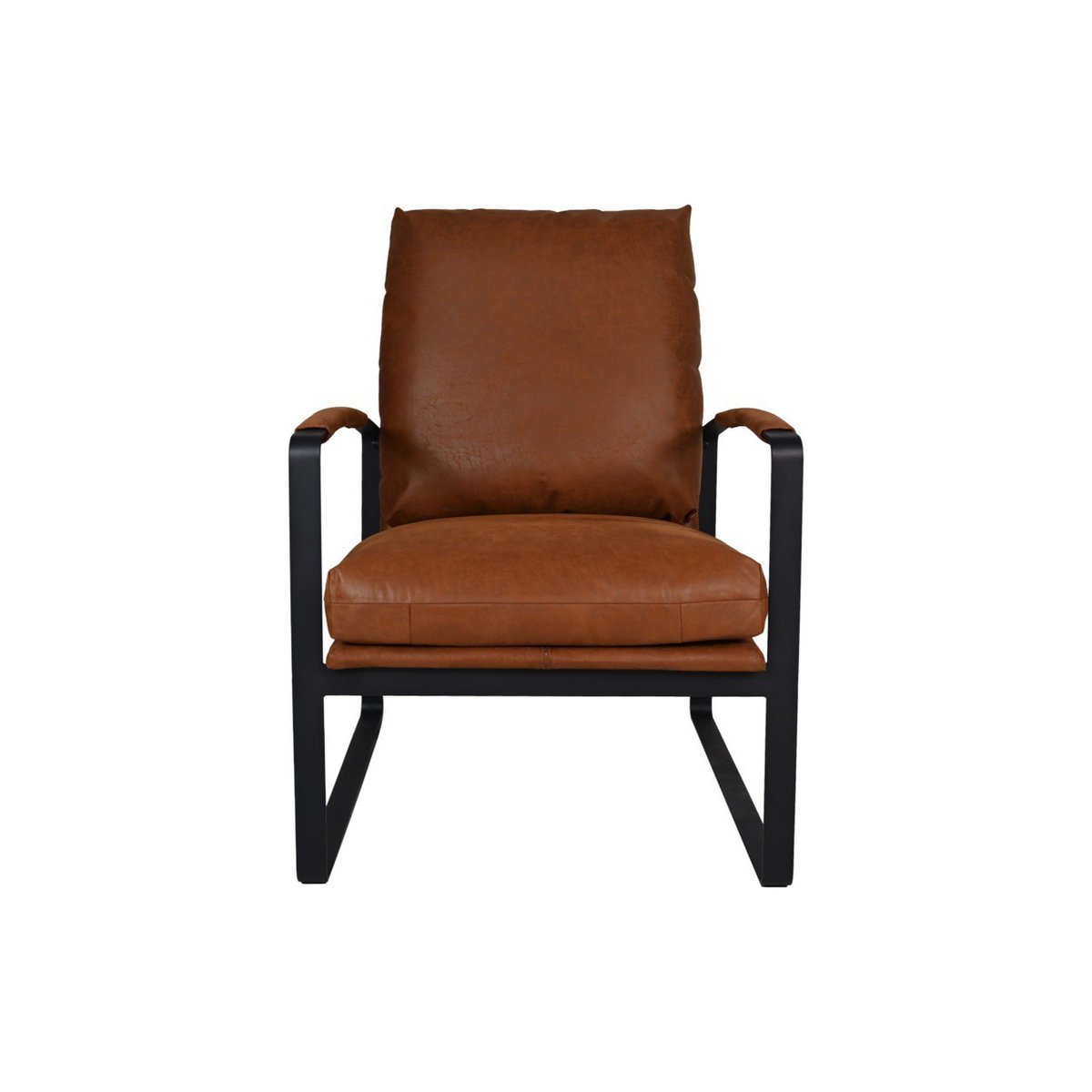 HSM Collection Fauteuil Miami 95x65x95 Cognac/Zwart Leer/Metaal